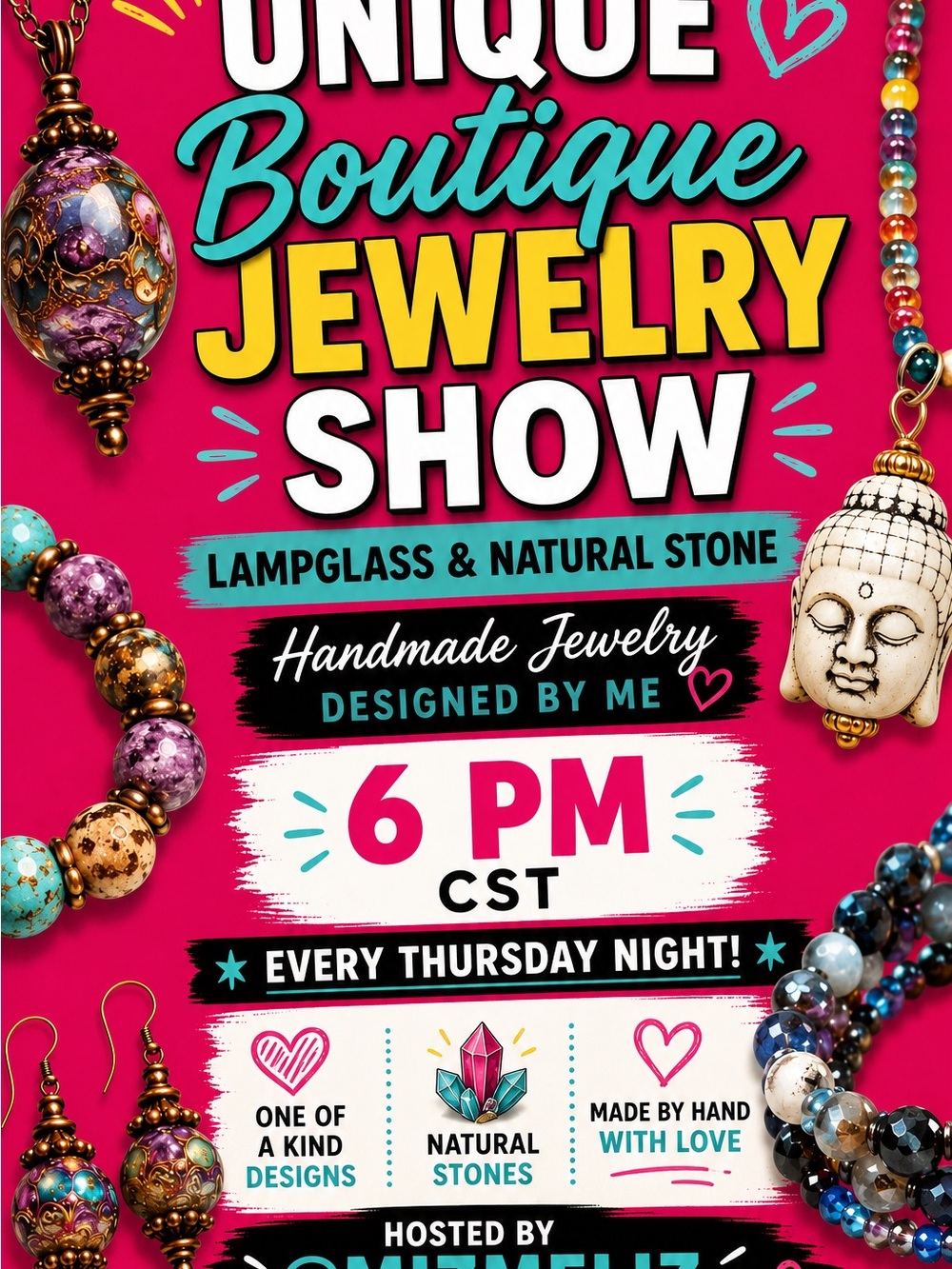 Unique Boutique Jewelry Sale Handmade Lampglass & Natural Stone Necklace Sets